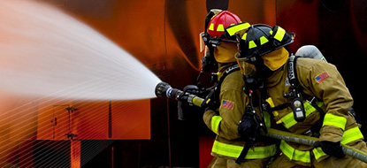 Public Safety, firefighter putting out fire